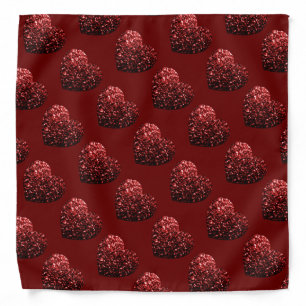 Heart glitter sparkles pattern dark red Valentines Bandana