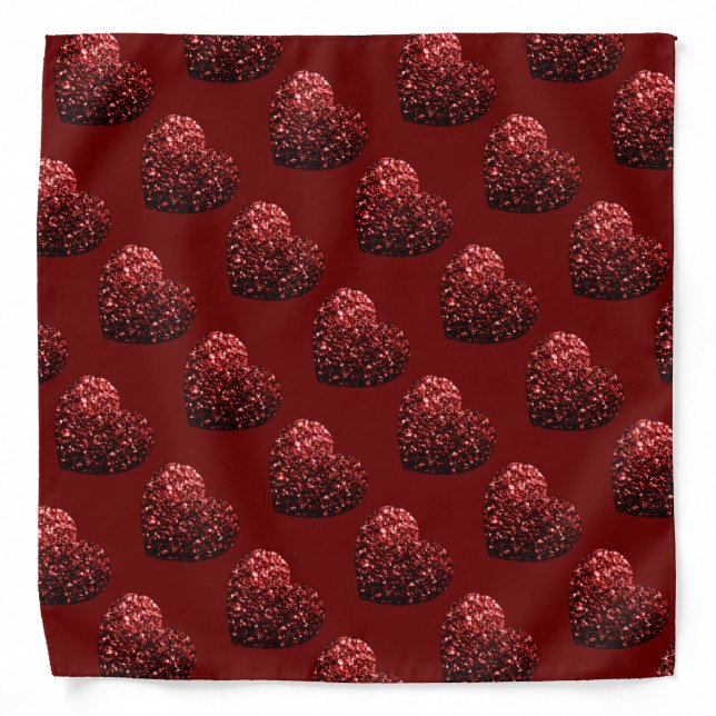 Heart glitter sparkles pattern dark red Valentines Bandana (Front)