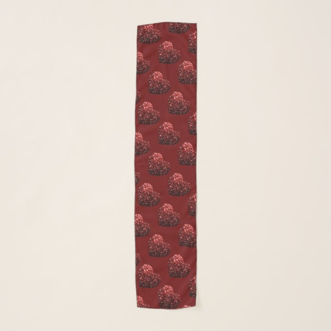 Heart glitter sparkles pattern dark red Valentines Scarf (Front)
