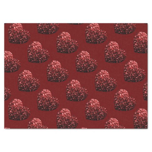 Heart glitter sparkles pattern dark red Valentines Tissue Paper