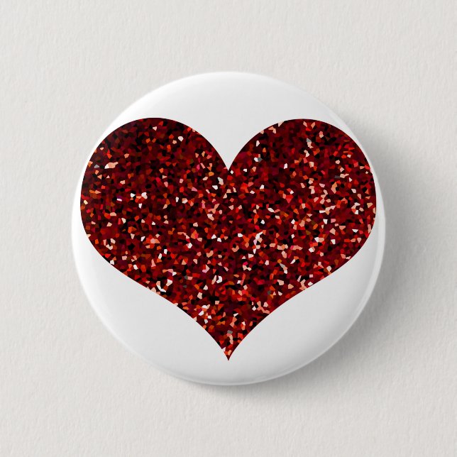 Heart Glittery Red Glitter Sparkle Pattern Wedding Button (Front)