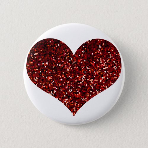 Heart Glittery Red Glitter Sparkle Pattern Wedding Button