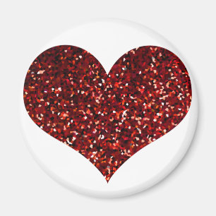 Heart Glittery Red Glitter Sparkly Pattern Wedding Magnet