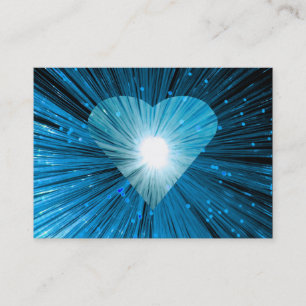 Heart Glow Blue business card black chubby