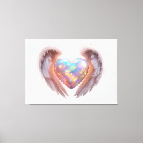   Heart Glowing Angel Wings  AP78 Opal Canvas Print