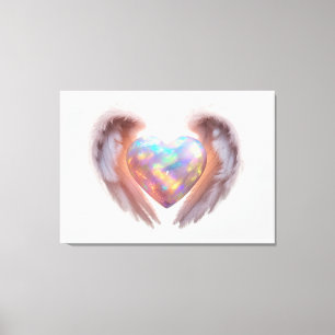 *~* Heart Glowing Angel Wings AP78 Opal Canvas Print
