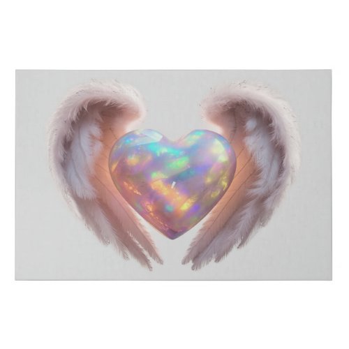   Heart Glowing Angel Wings  AP78 Opal Poster Faux Canvas Print
