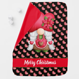 Heart Gnome Customize Color and Text Baby Blanket