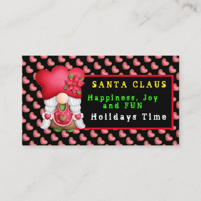 Heart Gnome Customize Color and Text Business Card (Front)