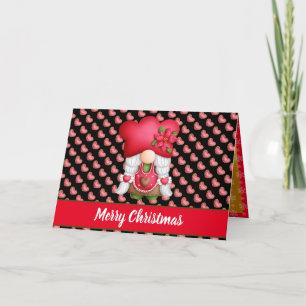 Heart Gnome Customize Color and Text Holiday Card