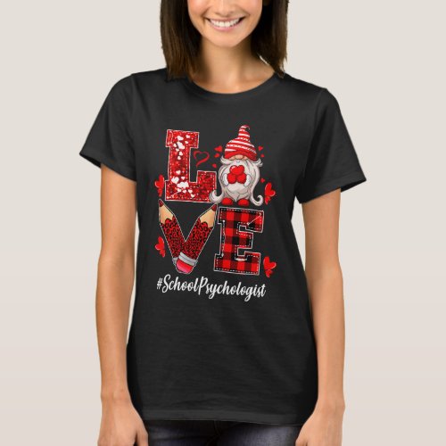 Heart Gnome School Psychologist Valentines Day  T_Shirt
