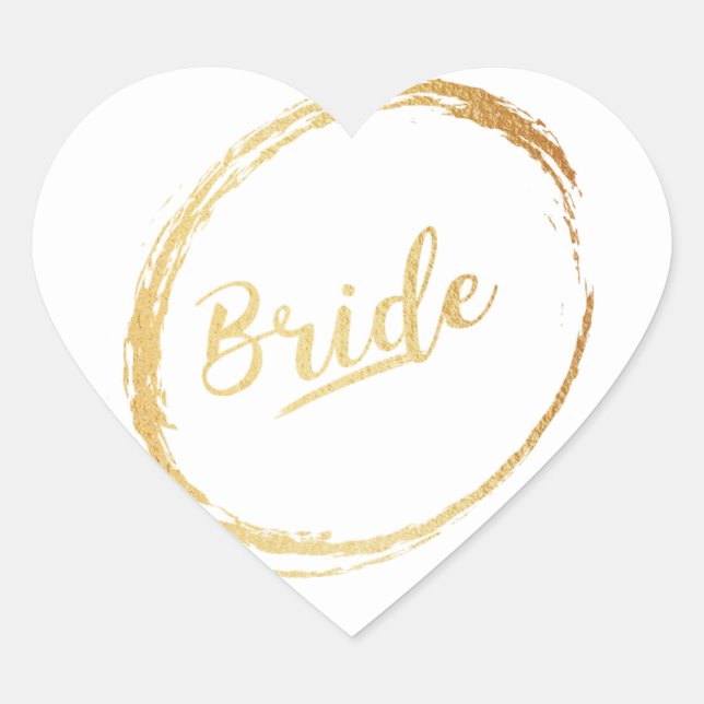 heart gold bride sticker (Front)