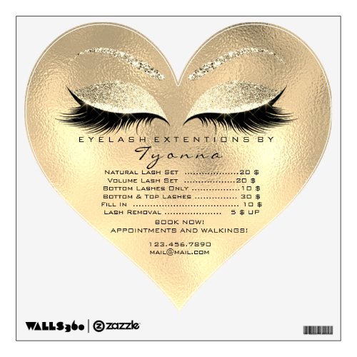 Heart Gold Glass Metal Price List Heart Makeup Wall Decal