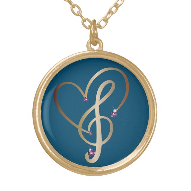 Heart Gold Note Jewel - Love Music Necklace (Front)