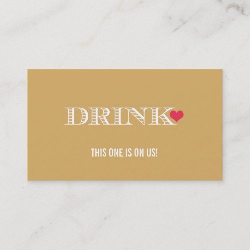 Heart Gold Red Wedding Drink Ticket