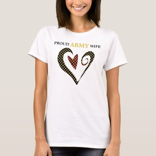 Heart Gold Star Army Wife T_Shirt