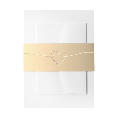 Heart Gold Wedding Invitation Belly Band
