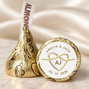 Heart Gold Wedding Monogram Hershey®'s Kisses®