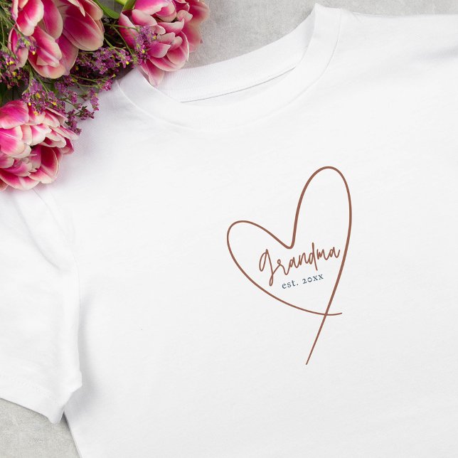 Heart Grandma Mocha Established Year T-Shirt (Heart Grandma Mocha Established Year T-Shirt
)