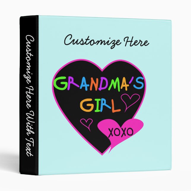 Heart Grandma's Girl T-shirts and Gifts 3 Ring Binder (Front/Spine)