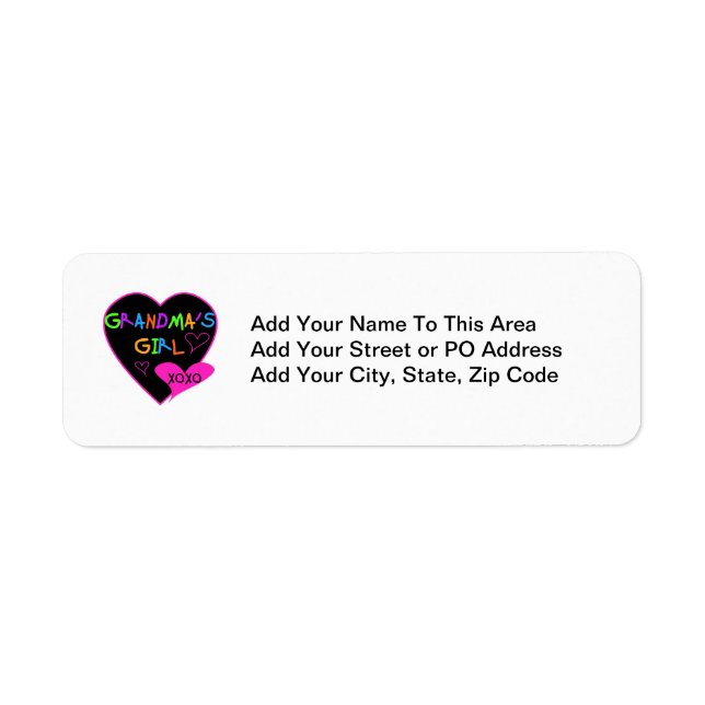 Heart Grandma's Girl T-shirts and Gifts Label (Front)