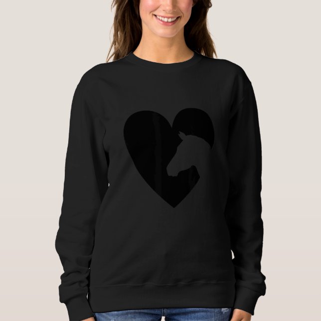 Heart Graphic Horse Lover Equestrian Rider Horses  Sweatshirt (Front)
