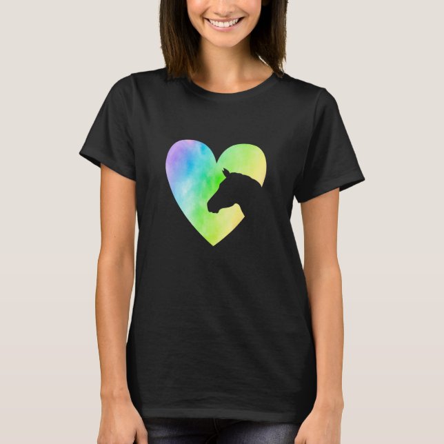Heart Graphic Horse Lover Equestrian Rider Horses  T-Shirt (Front)