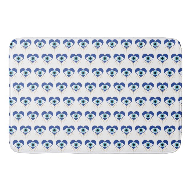 Heart Greek Evil Eye Bath Mat (Front)
