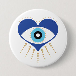Heart Greek Evil Eye Button