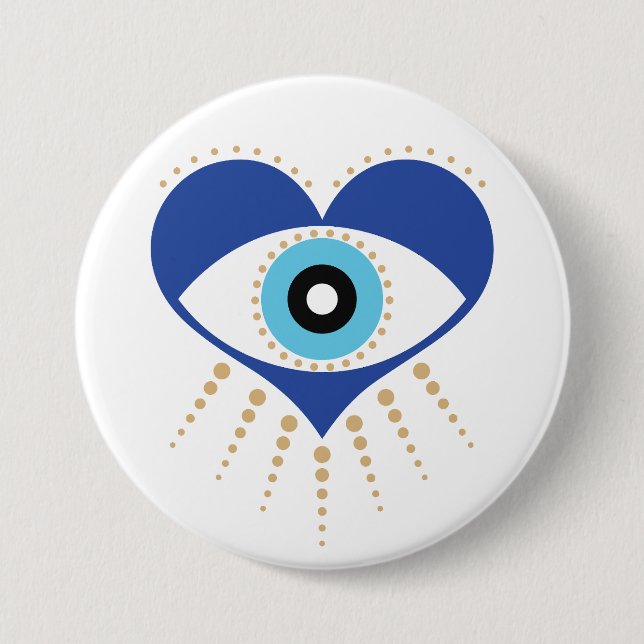 Heart Greek Evil Eye Button (Front)