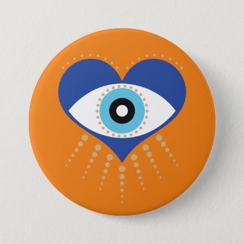 Heart Greek Evil Eye Button