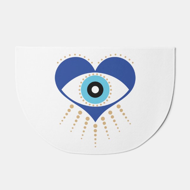 Heart Greek Evil Eye Doormat (Front)