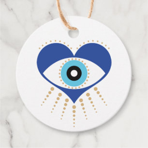 Heart Greek Evil Eye Favor Tags