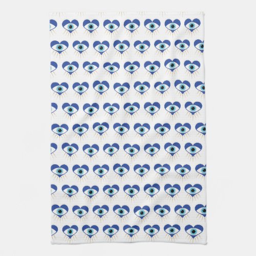 Heart Greek Evil Eye Kitchen Towel