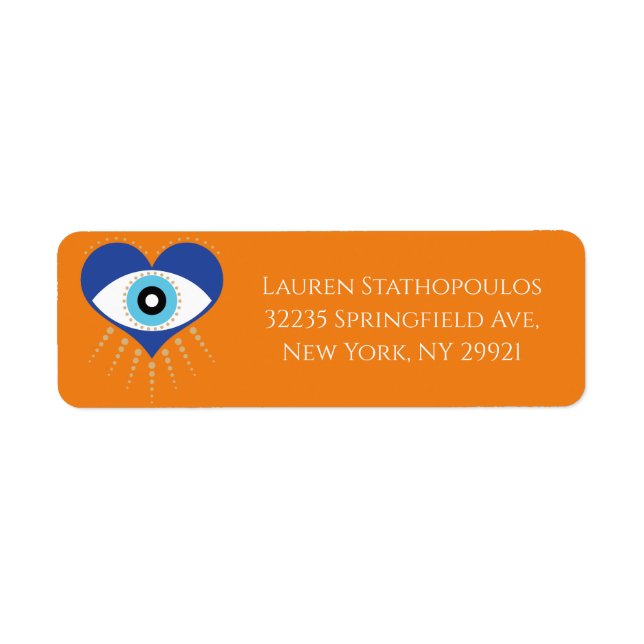 Heart Greek Evil Eye Label (Front)