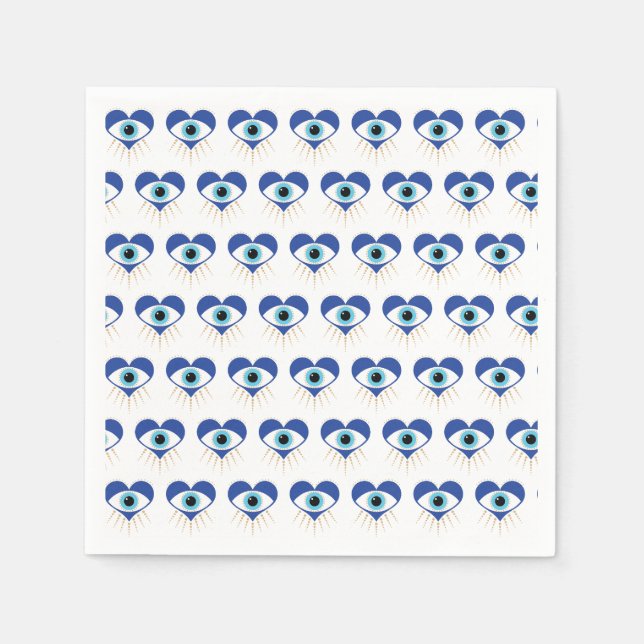 Heart Greek Evil Eye Napkins (Front)