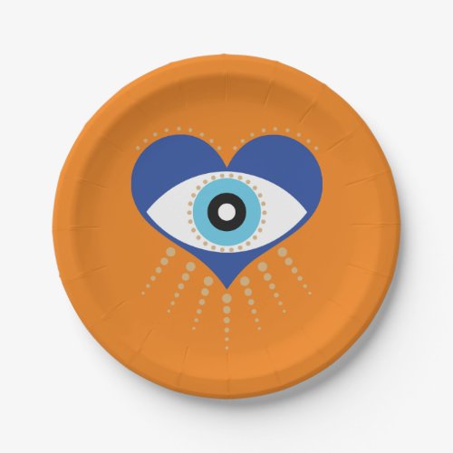 Heart Greek Evil Eye Paper Plates