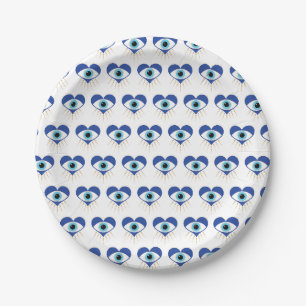 Heart Greek Evil Eye Paper Plates
