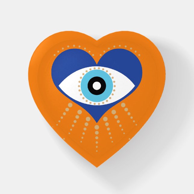 Heart Greek Evil Eye Paperweight (Front)