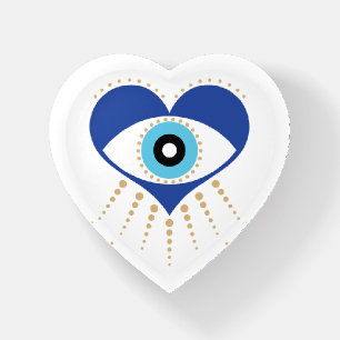 Heart Greek Evil Eye Paperweight