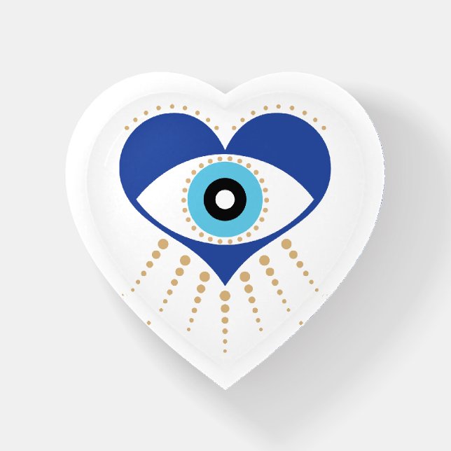 Heart Greek Evil Eye Paperweight (Front)