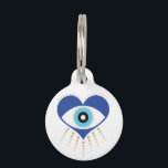 Heart Greek Evil Eye Pet ID Tag<br><div class="desc">Illustration of a Greek evil eye in the shape of a heart.</div>