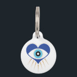 Heart Greek Evil Eye Pet ID Tag<br><div class="desc">Illustration of a Greek evil eye in the shape of a heart.</div>