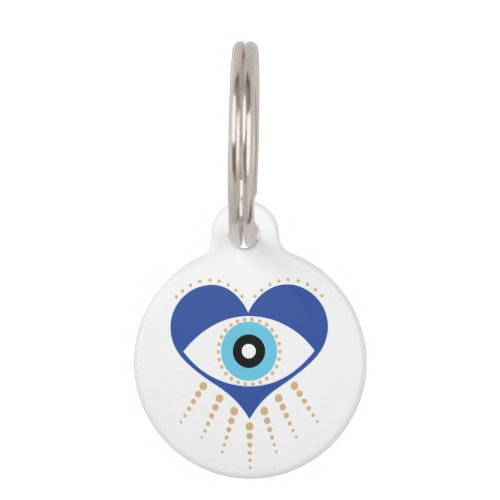 Heart Greek Evil Eye Pet ID Tag