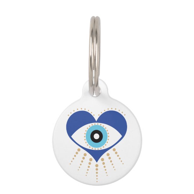 Heart Greek Evil Eye Pet ID Tag (Front)