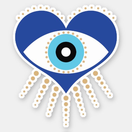 Heart Greek Evil Eye Sticker