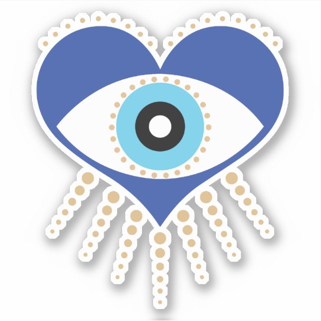 Heart Greek Evil Eye Sticker (Front)
