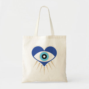 Heart Greek Evil Eye Tote Bag