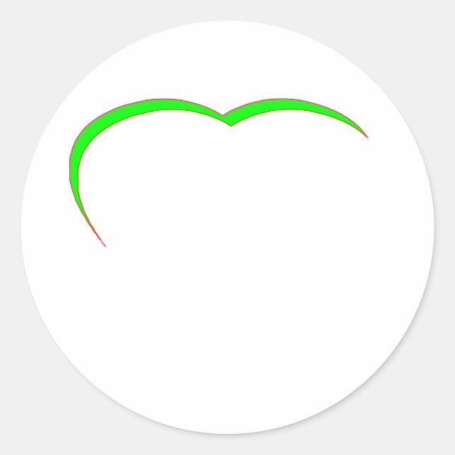 Heart Green - Red Curve The MUSEUM Zazzle Gifts Classic Round Sticker (Front)
