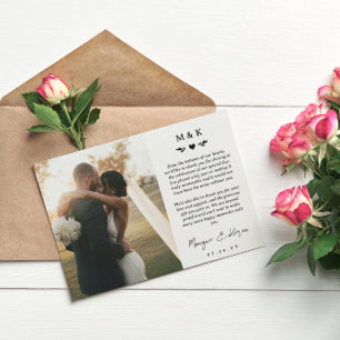 Heart & Greenery Printed Message Wedding Thank You Card